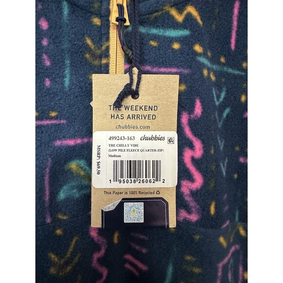 Size M Chubbies The Chilly Vibe Quarter Zip Fleece Pullover Sweater Mens NEW - Picture 3 of 3